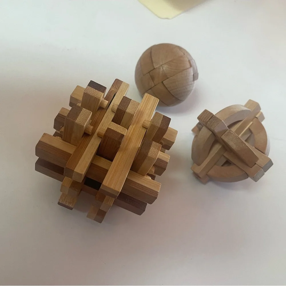 Bundle of 3 Wooden Puzzles Brain Teasers